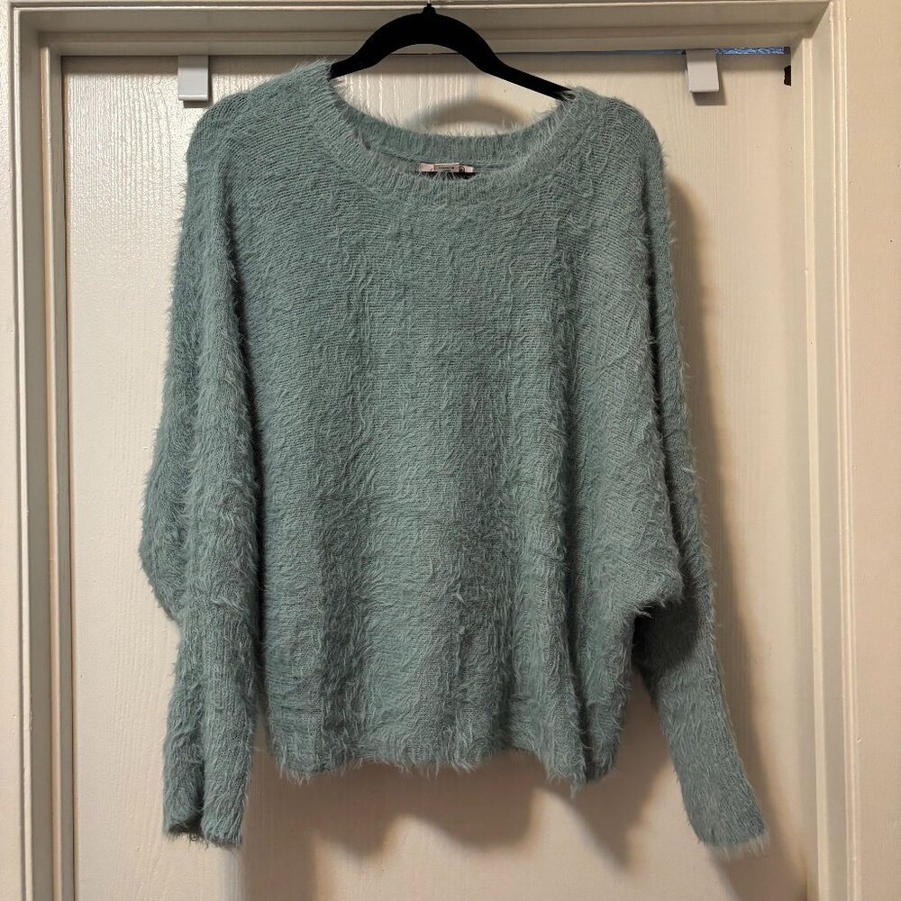 If It Were Me blue Green Fuzzy Sweater Womens Size Large